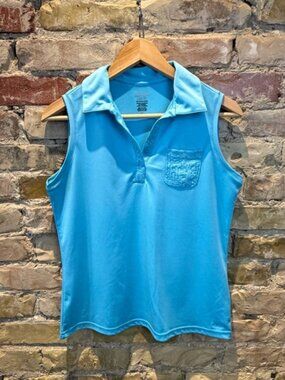 Izod Sleeveless Polo Tank in Bright Turquoise